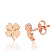 Boucles d'oreilles cloutées en argent et trèfle rose pour femme